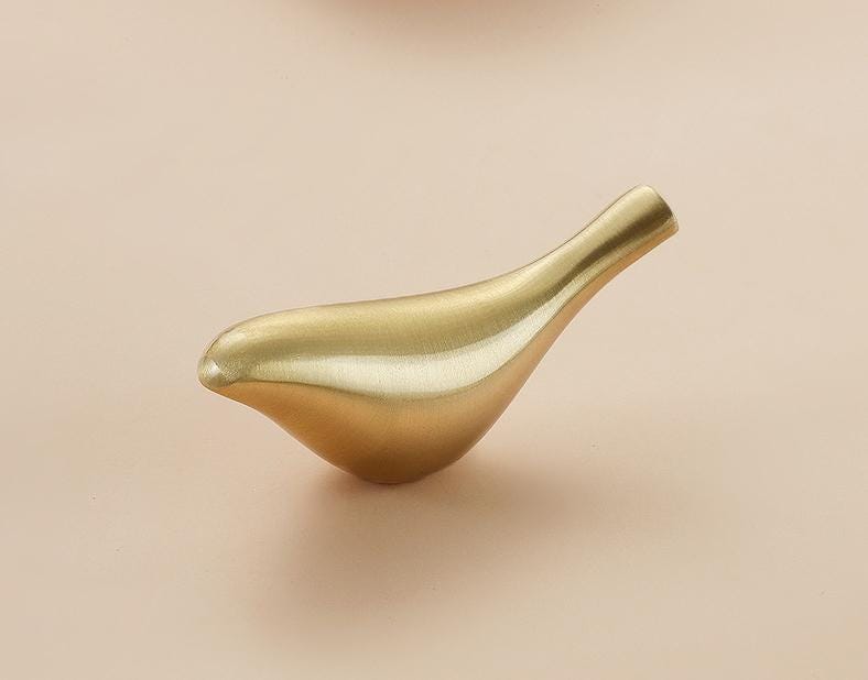 Brushed Solid Brass Bird Drawer Knob 28 68 mm 1 1/8" 2 5/8" Gold Color Kitchen Door Drawer Pull Furniture Hardware Wholesale