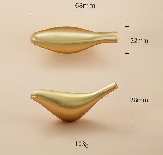 Brushed Solid Brass Bird Drawer Knob 28 68 mm 1 1/8" 2 5/8" Gold Color Kitchen Door Drawer Pull Furniture Hardware Wholesale
