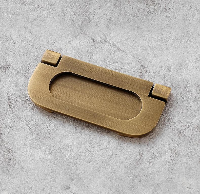 Aged Solid Brass Flush Ring Hidden Pull Handle for Cupboard Drawer Wardrobe 35 75 mm 1 3/8" 3" Invisible Kitchen Cabinet Hardware Bulk