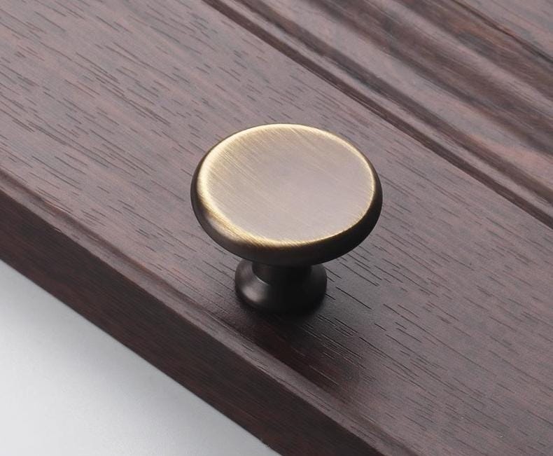 Aged Solid Brass Drawer Knob 33 24 33 mm 1 1/4" 1" 1 1/4" Antique Bronze Kitchen Door Drawer Pull Furniture Hardware Wholesale