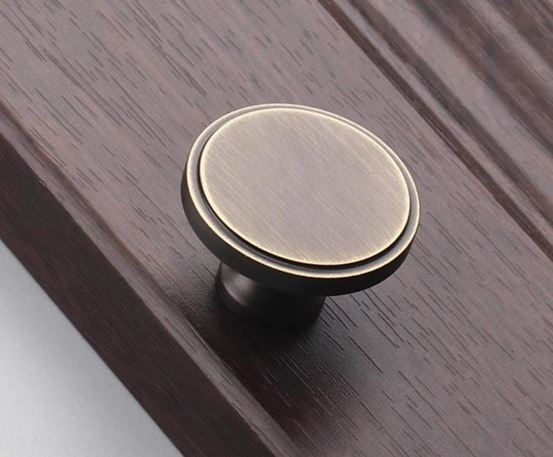Aged Solid Brass Drawer Knob 34 22 34 mm 1 3/8" 7/8" 1 3/8" Antique Bronze Kitchen Door Drawer Pull Furniture Hardware Wholesale