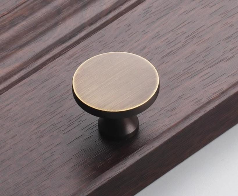 Aged Solid Brass Drawer Knob 32 24 32 mm 1 1/4" 1" 1 1/4" Antique Bronze Kitchen Door Drawer Pull Furniture Hardware Wholesale