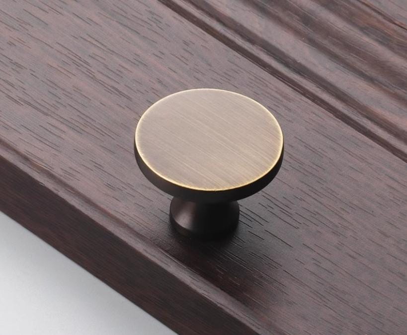 Aged Solid Brass Drawer Knob 32 24 32 mm 1 1/4" 1" 1 1/4" Antique Bronze Kitchen Door Drawer Pull Furniture Hardware Wholesale