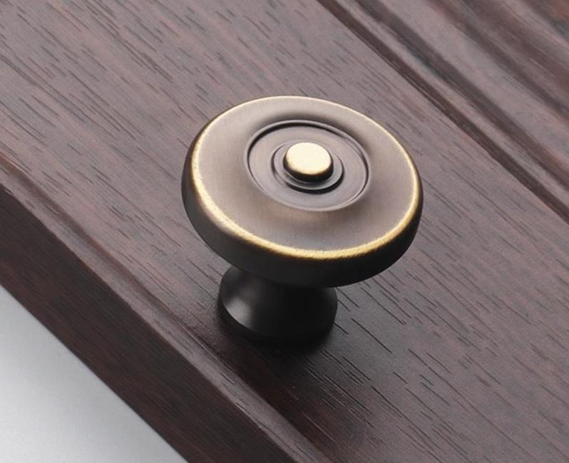 Aged Solid Brass Drawer Knob 32 28 32 mm 1 1/4" 1 1/8" 1 1/4" Antique Bronze Kitchen Door Drawer Pull Furniture Hardware Wholesale