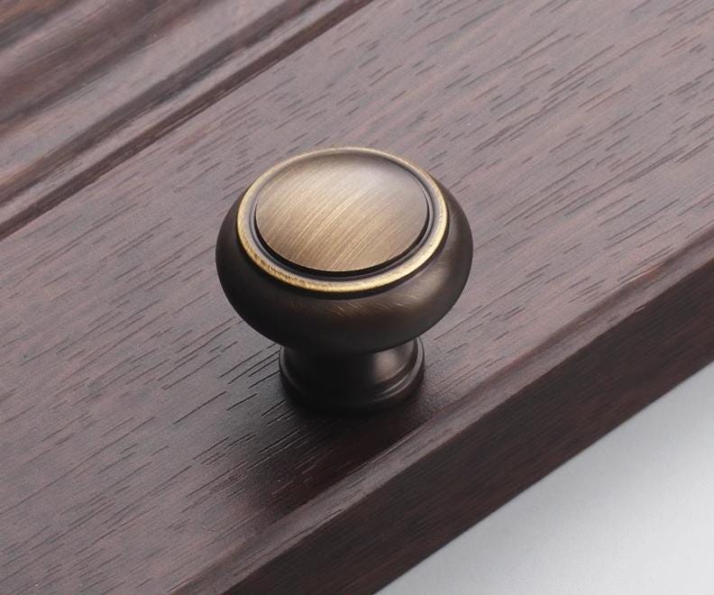 Aged Solid Brass Drawer Knob 29 27 29 mm 1 1/8" 1" 1 1/8" Antique Bronze Kitchen Door Drawer Pull Furniture Hardware Wholesale