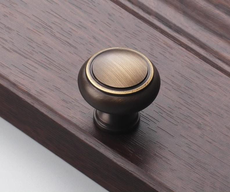 Aged Solid Brass Drawer Knob 29 27 29 mm 1 1/8" 1" 1 1/8" Antique Bronze Kitchen Door Drawer Pull Furniture Hardware Wholesale