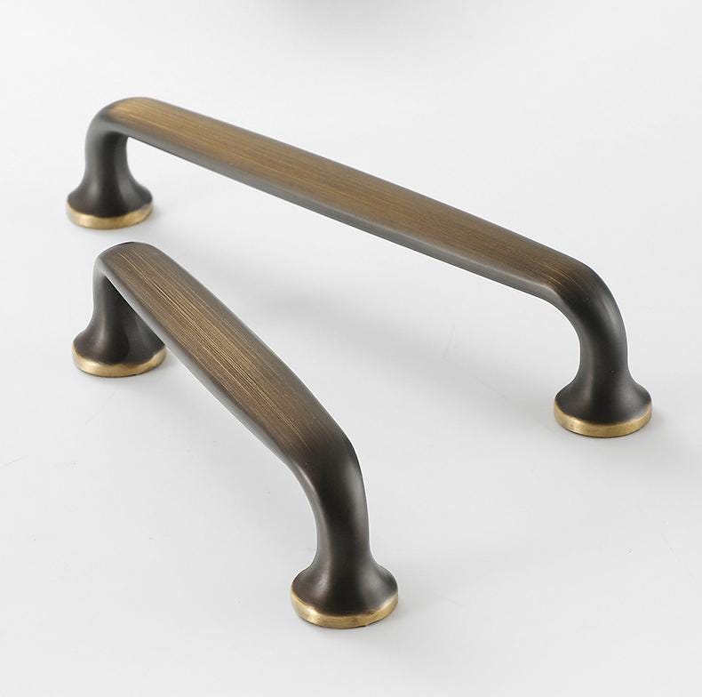 Aged Solid Brass Drawer Pull Handle Coffee Paleo Color 4 5 Inches 96 128 mm Kitchen Cabinet Door Furniture Decor Hardware Wholesale