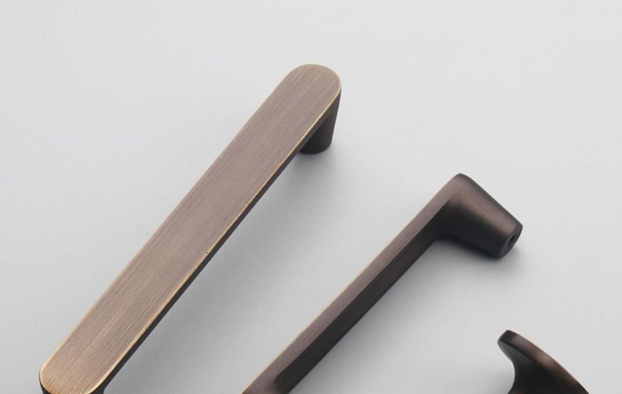 Aged Solid Brass Drawer Pull Handle Coffee Paleo Color 4 5 Inches 96 128 mm Kitchen Cabinet Door Furniture Decor Hardware Wholesale