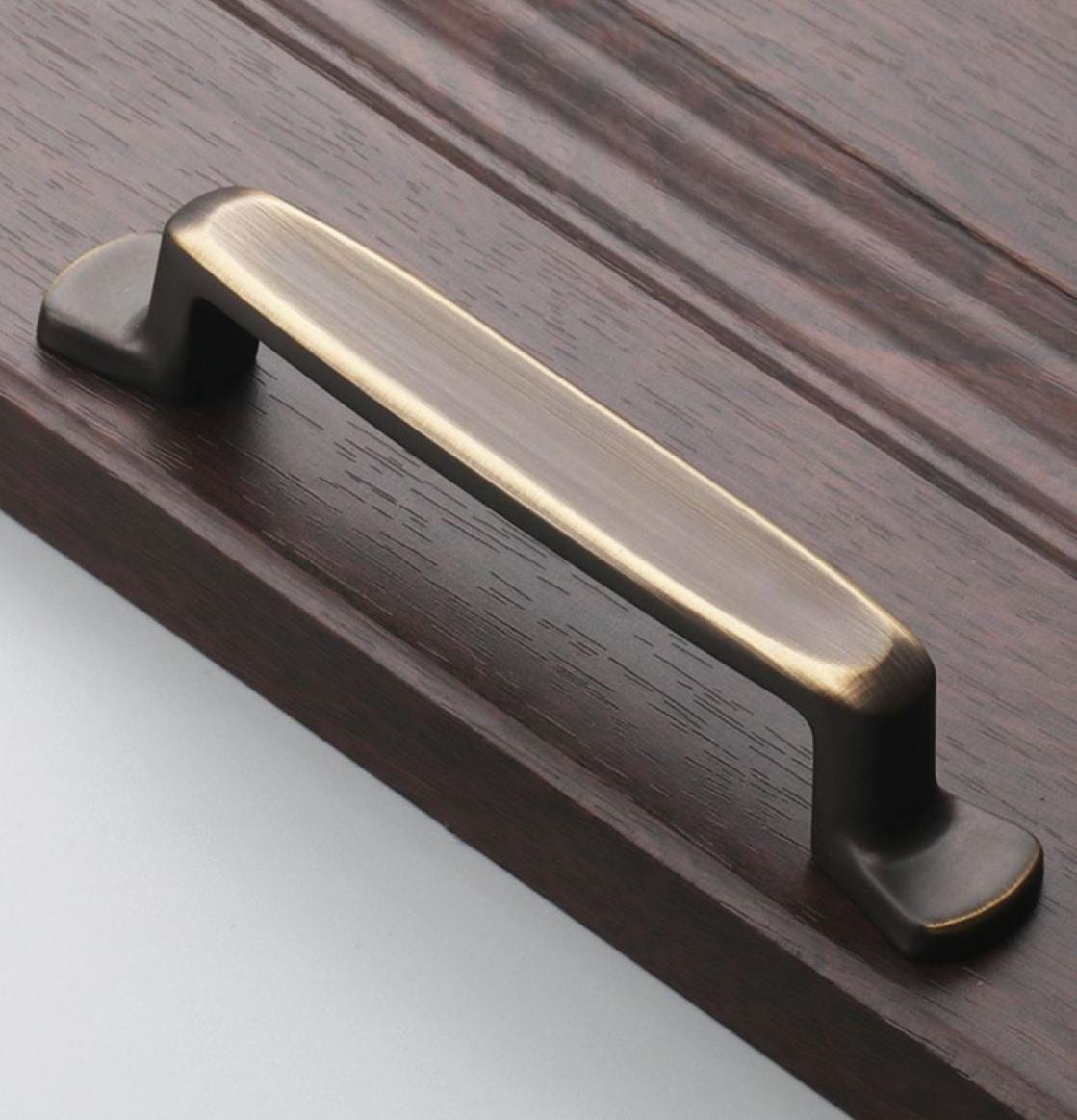 Aged Solid Brass Drawer Pull Handle Coffee Paleo Color 4 5 Inches 96 128 mm Kitchen Cabinet Door Furniture Decor Hardware Wholesale