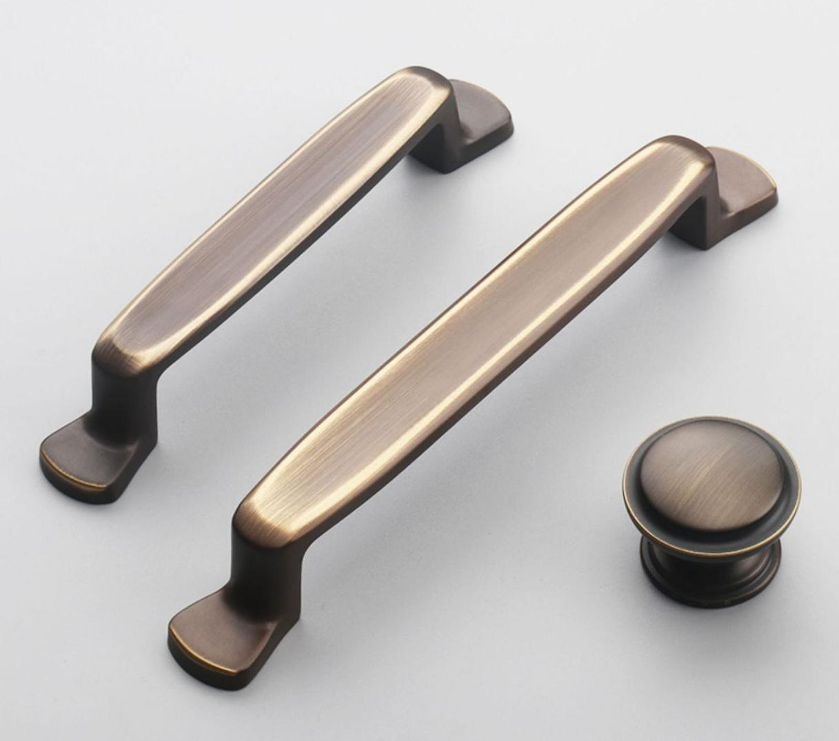 Aged Solid Brass Drawer Pull Handle Coffee Paleo Color 4 5 Inches 96 128 mm Kitchen Cabinet Door Furniture Decor Hardware Wholesale