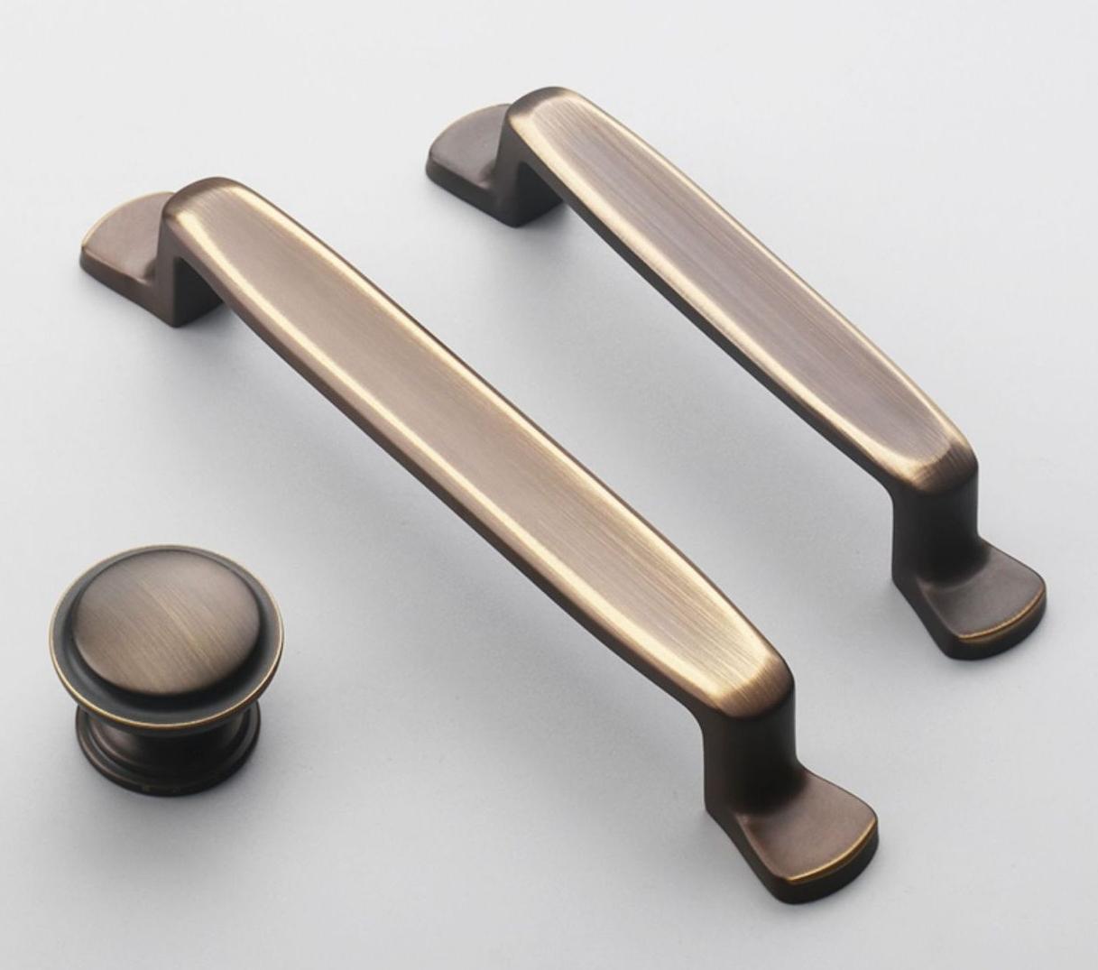 Aged Solid Brass Drawer Pull Handle Coffee Paleo Color 4 5 Inches 96 128 mm Kitchen Cabinet Door Furniture Decor Hardware Wholesale