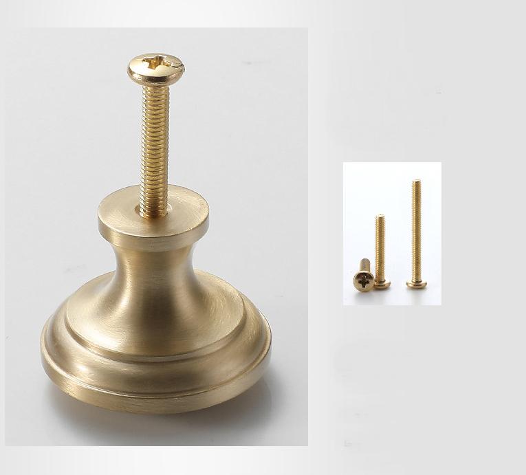 Brushed Solid Brass Drawer Knob 20 22 mm 3/4" 7/8" Brass Color Kitchen Door Drawer Pull Furniture Hardware Wholesale