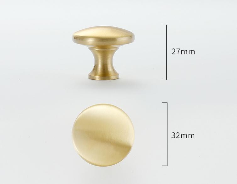 Brushed Solid Brass Drawer Knob 23 27 mm 7/8" 1 1/8" Brass Color Kitchen Door Drawer Pull Furniture Hardware Wholesale