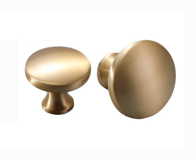 Brushed Solid Brass Drawer Knob 23 27 mm 7/8" 1 1/8" Brass Color Kitchen Door Drawer Pull Furniture Hardware Wholesale