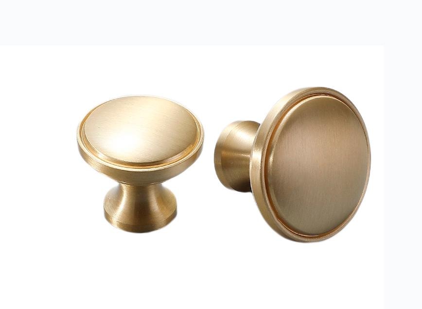 Brushed Solid Brass Drawer Knob 24 29 mm 1" 1 1/8" Brass Color Kitchen Door Drawer Pull Furniture Hardware Wholesale