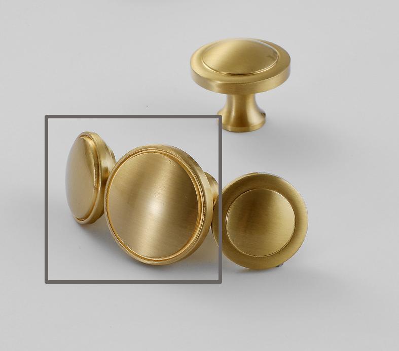 Brushed Solid Brass Drawer Knob 24 29 mm 1" 1 1/8" Brass Color Kitchen Door Drawer Pull Furniture Hardware Wholesale