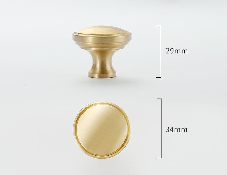 Brushed Solid Brass Drawer Knob 24 29 mm 1" 1 1/8" Brass Color Kitchen Door Drawer Pull Furniture Hardware Wholesale