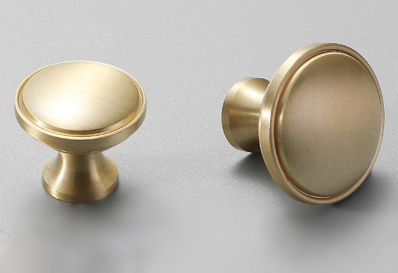 Brushed Solid Brass Drawer Knob 24 29 mm 1" 1 1/8" Brass Color Kitchen Door Drawer Pull Furniture Hardware Wholesale