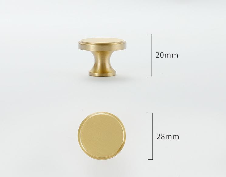 Brushed Solid Brass Drawer Knob 20 22 mm 3/4" 7/8" Brass Color Kitchen Door Drawer Pull Furniture Hardware Wholesale