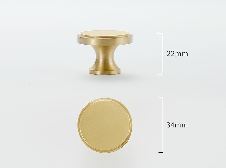 Brushed Solid Brass Drawer Knob 20 22 mm 3/4" 7/8" Brass Color Kitchen Door Drawer Pull Furniture Hardware Wholesale