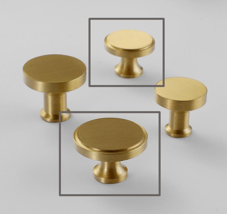 Brushed Solid Brass Drawer Knob 20 22 mm 3/4" 7/8" Brass Color Kitchen Door Drawer Pull Furniture Hardware Wholesale