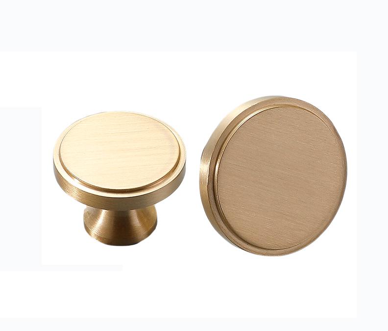 Brushed Solid Brass Drawer Knob 20 22 mm 3/4" 7/8" Brass Color Kitchen Door Drawer Pull Furniture Hardware Wholesale
