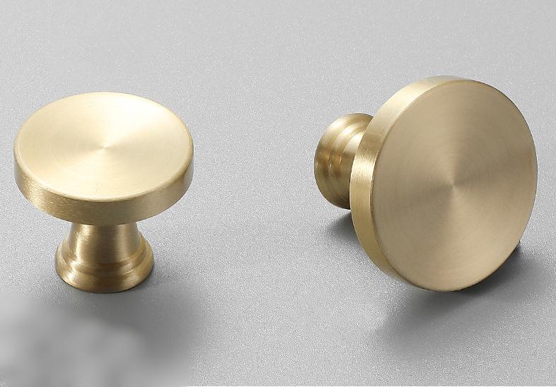 Brushed Solid Brass Drawer Knob 23 26 mm 7/8" 1" Brass Color Kitchen Door Drawer Pull Furniture Hardware Wholesale