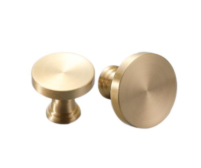 Brushed Solid Brass Drawer Knob 23 26 mm 7/8" 1" Brass Color Kitchen Door Drawer Pull Furniture Hardware Wholesale