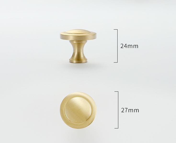 Brushed Solid Brass Drawer Knob 24 27 mm 1" 1" Brass Color Kitchen Door Drawer Pull Furniture Hardware Wholesale