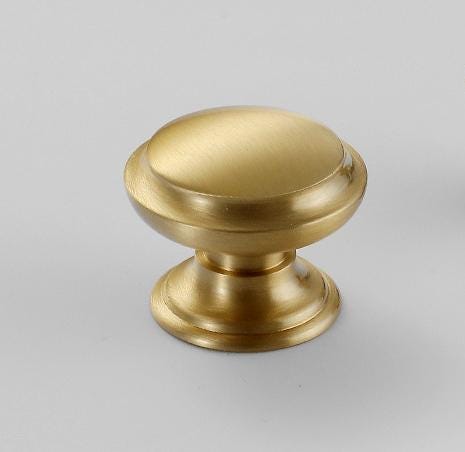 Brushed Solid Brass Drawer Knob 24 27 mm 1" 1" Brass Color Kitchen Door Drawer Pull Furniture Hardware Wholesale
