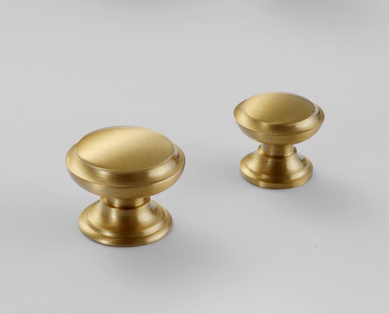 Brushed Solid Brass Drawer Knob 24 27 mm 1" 1" Brass Color Kitchen Door Drawer Pull Furniture Hardware Wholesale
