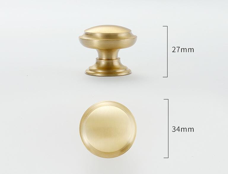 Brushed Solid Brass Drawer Knob 24 27 mm 1" 1" Brass Color Kitchen Door Drawer Pull Furniture Hardware Wholesale