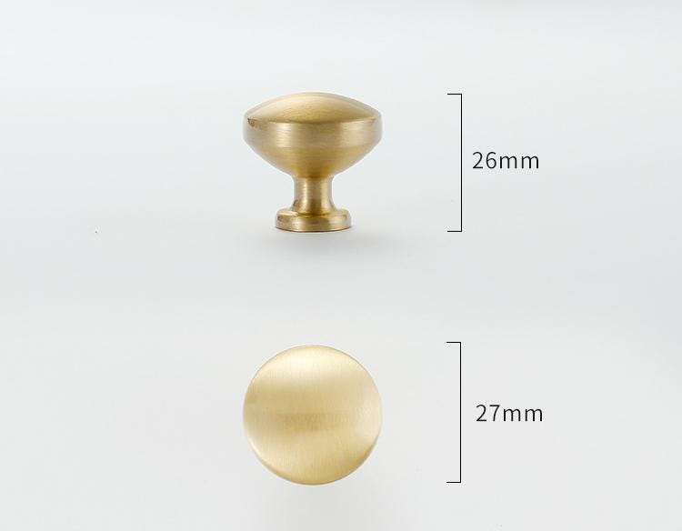 Brushed Solid Brass Drawer Knob 26 27 mm 1" 1" Brass Color Kitchen Door Drawer Pull Furniture Hardware Wholesale