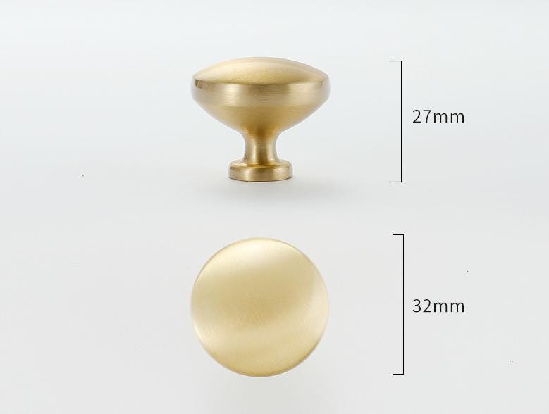 Brushed Solid Brass Drawer Knob 26 27 mm 1" 1" Brass Color Kitchen Door Drawer Pull Furniture Hardware Wholesale