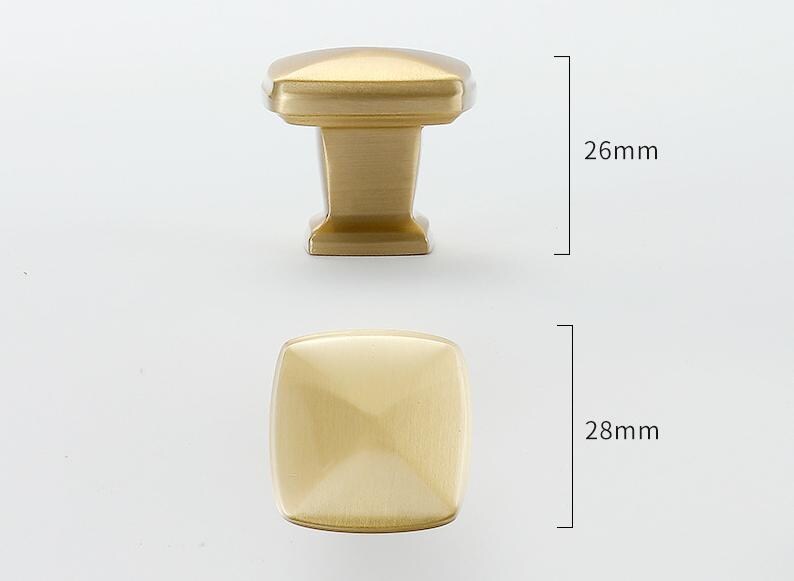 Brushed Solid Brass Drawer Knob 26 28 mm 1" 1 1/8" Brass Color Kitchen Door Drawer Pull Furniture Hardware Wholesale