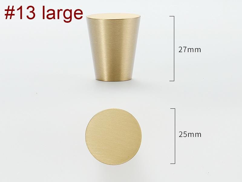 Brushed Solid Brass Drawer Knob 17 25 27 mm 3/4" 1" 1" Brass Color Kitchen Door Drawer Pull Furniture Hardware Wholesale