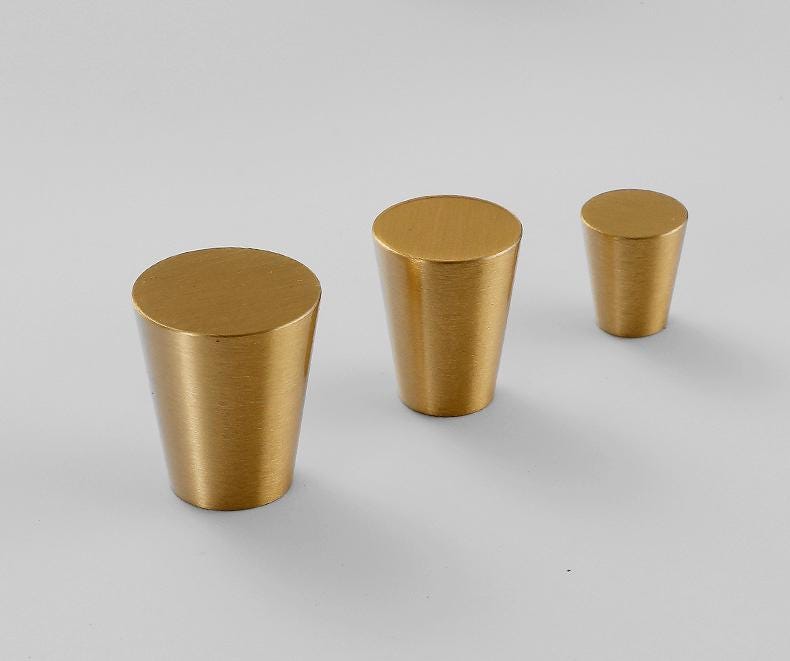 Brushed Solid Brass Drawer Knob 17 25 27 mm 3/4" 1" 1" Brass Color Kitchen Door Drawer Pull Furniture Hardware Wholesale