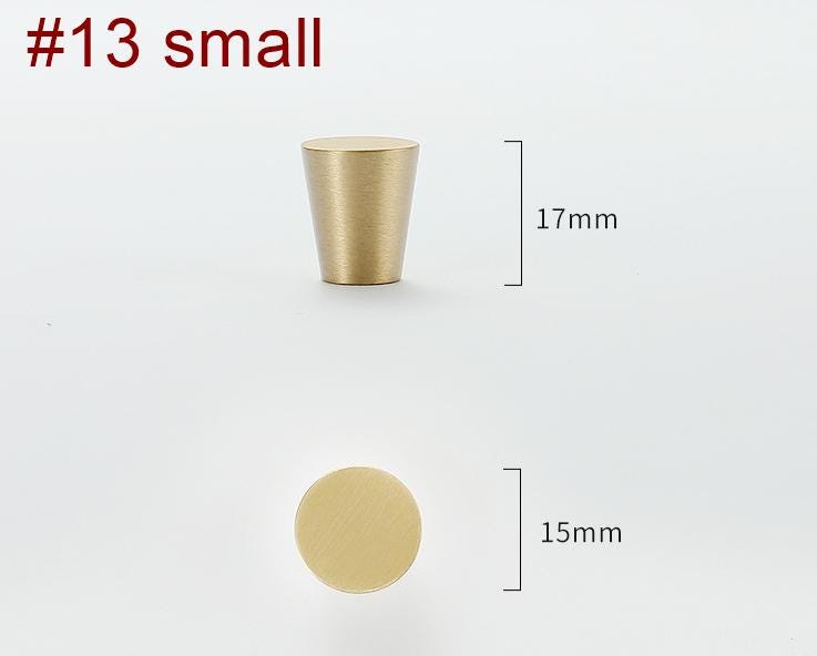 Brushed Solid Brass Drawer Knob 17 25 27 mm 3/4" 1" 1" Brass Color Kitchen Door Drawer Pull Furniture Hardware Wholesale