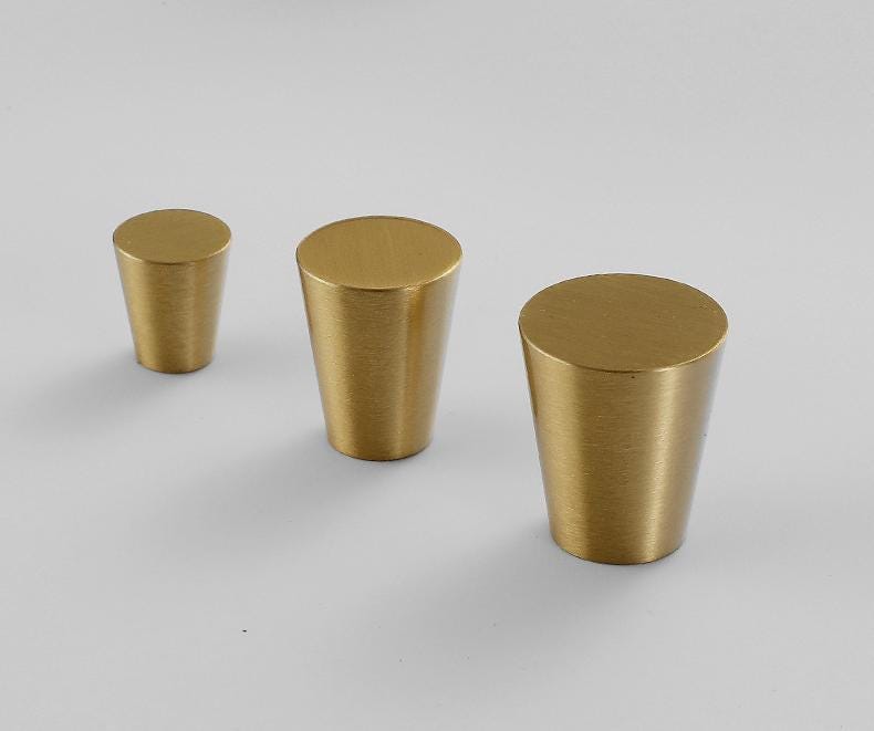 Brushed Solid Brass Drawer Knob 17 25 27 mm 3/4" 1" 1" Brass Color Kitchen Door Drawer Pull Furniture Hardware Wholesale