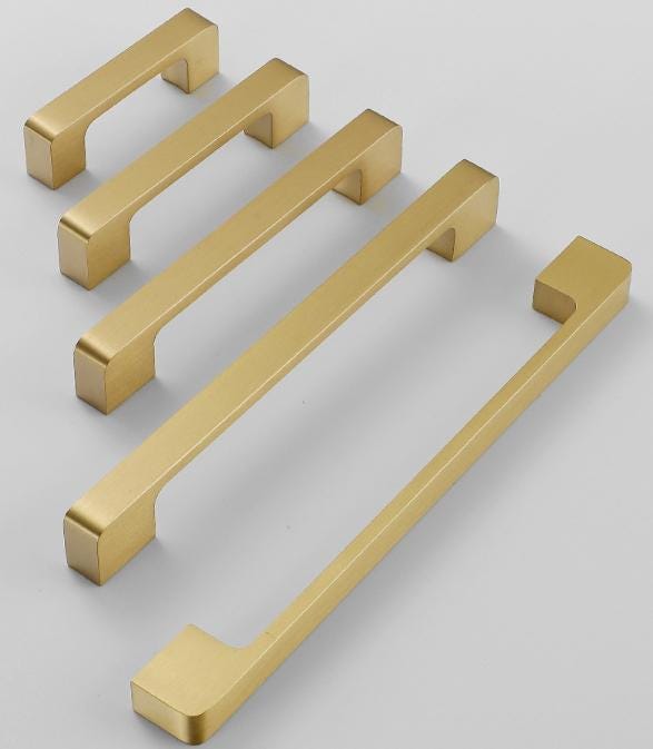 Brushed Solid Brass Drawer Pull Handle Brass Color 3 4 5 9 Inches 80 107 144 220 mm Kitchen Cabinet Door Furniture Decor Hardware Wholesale