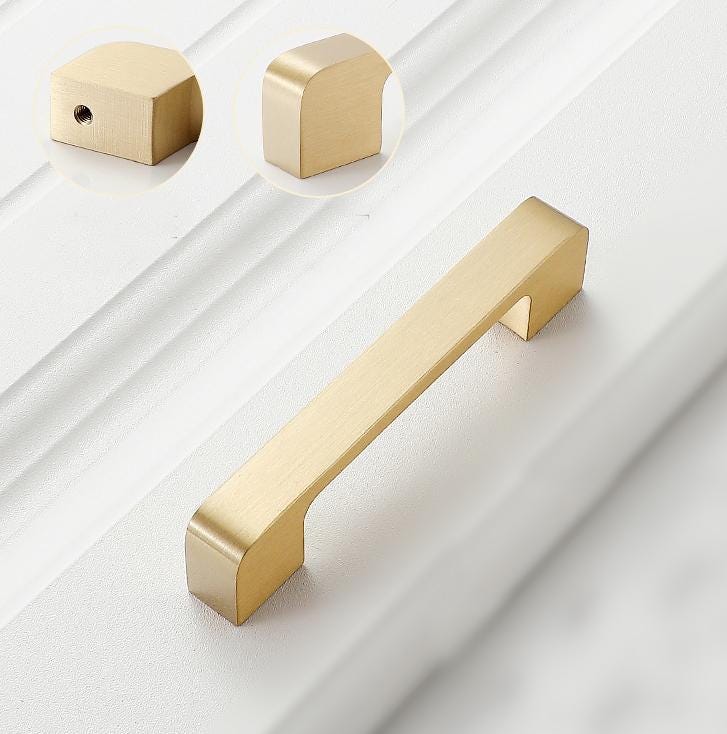 Brushed Solid Brass Drawer Pull Handle Brass Color 3 4 5 9 Inches 80 107 144 220 mm Kitchen Cabinet Door Furniture Decor Hardware Wholesale