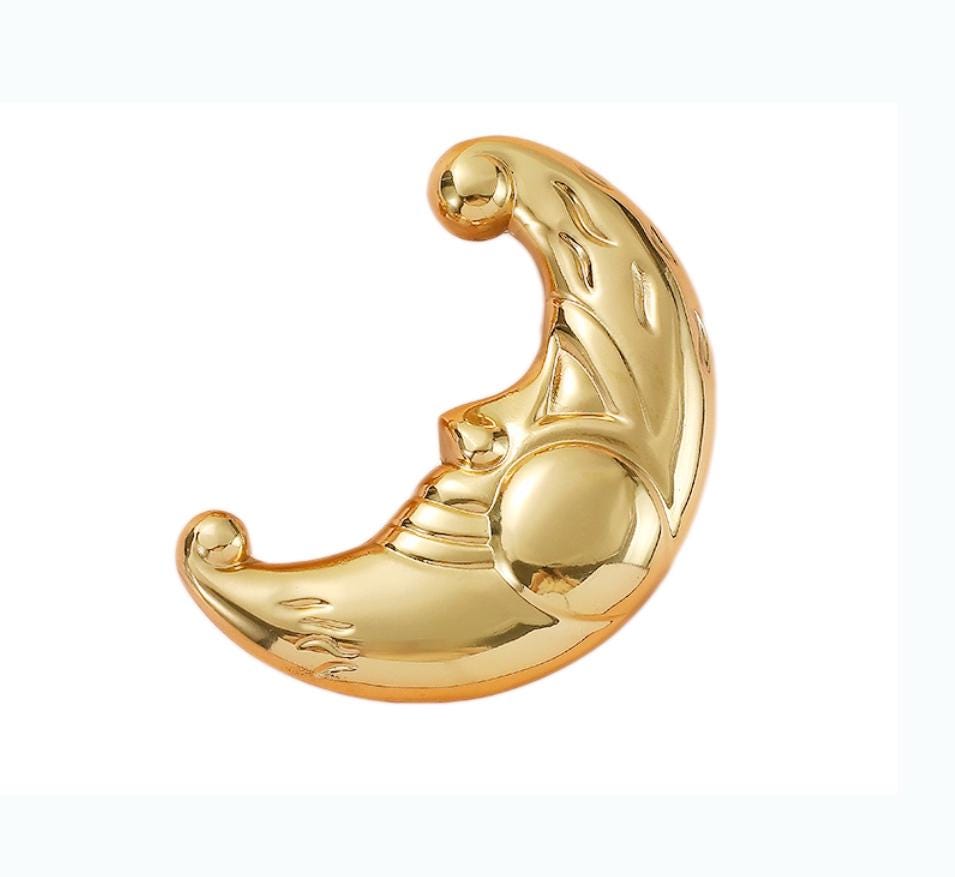 Solid Brass Moon Drawer Knob 58 92 mm 2 1/4" 3 5/8" Gold Color Kitchen Door Drawer Pull Furniture Hardware Wholesale
