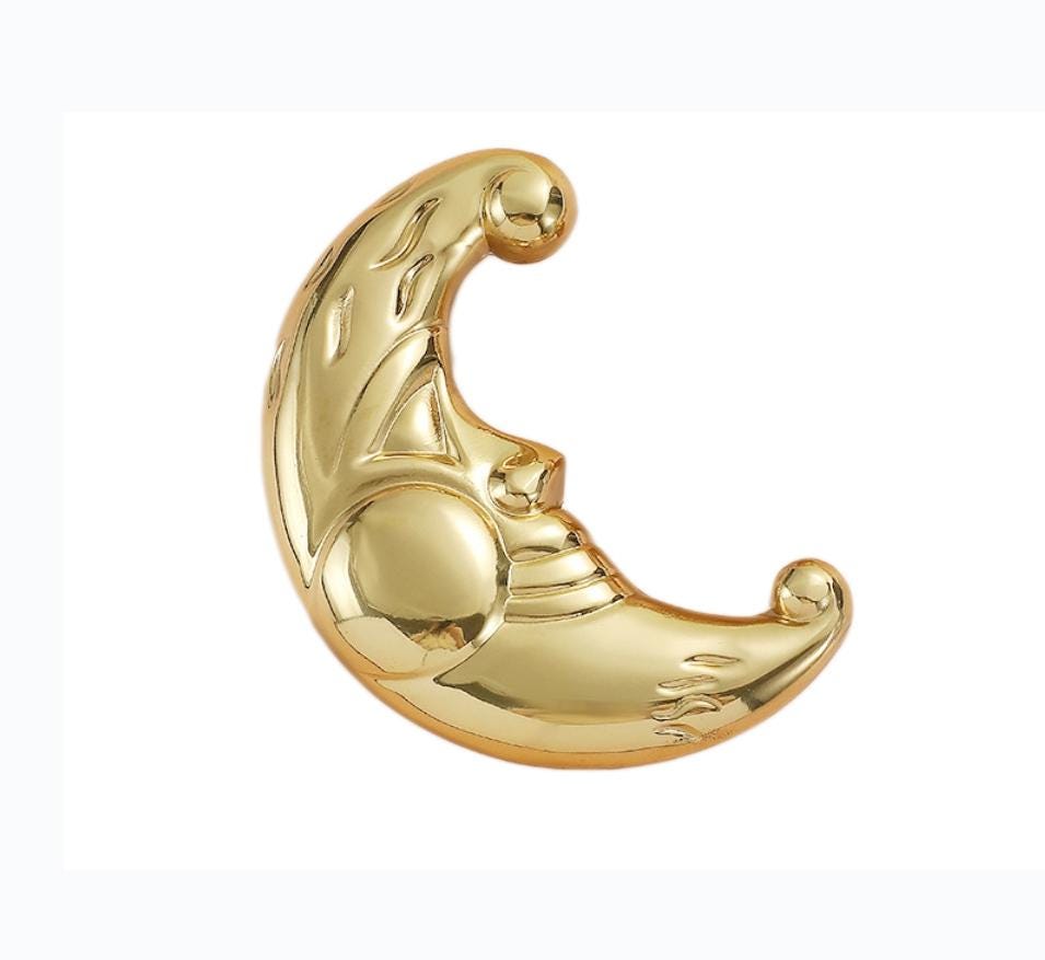 Solid Brass Moon Drawer Knob 58 92 mm 2 1/4" 3 5/8" Gold Color Kitchen Door Drawer Pull Furniture Hardware Wholesale
