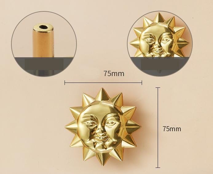 Solid Brass Sun Drawer Knob 25 75 mm 1" 3" Gold Color Kitchen Door Drawer Pull Furniture Hardware Wholesale