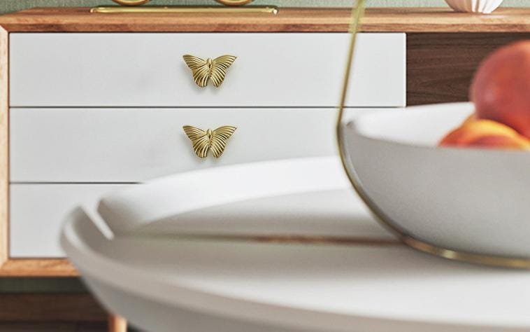 Solid Brass Butterfly Drawer Knob 49 80 mm 2" 3 1/8" Gold Color Kitchen Door Drawer Pull Furniture Hardware Wholesale