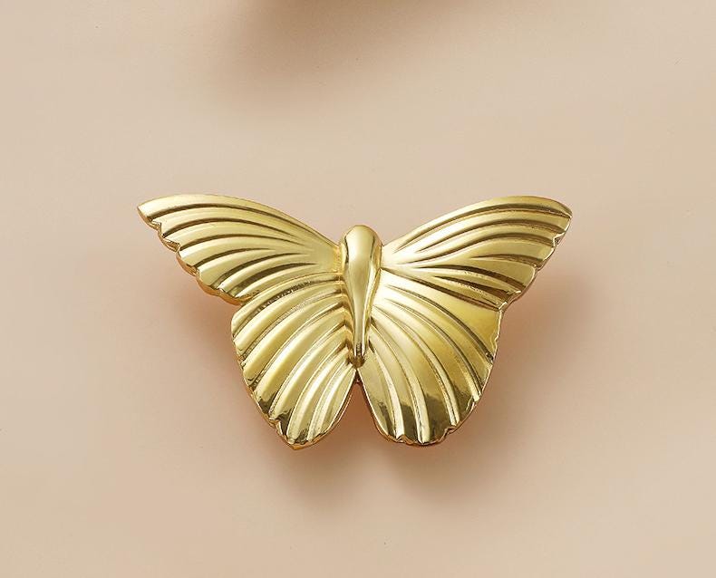 Solid Brass Butterfly Drawer Knob 49 80 mm 2" 3 1/8" Gold Color Kitchen Door Drawer Pull Furniture Hardware Wholesale