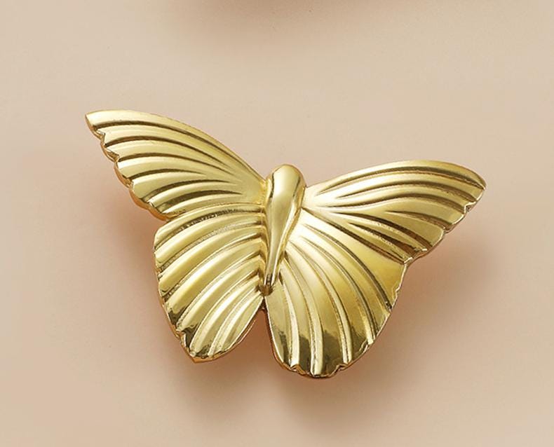 Solid Brass Butterfly Drawer Knob 49 80 mm 2" 3 1/8" Gold Color Kitchen Door Drawer Pull Furniture Hardware Wholesale
