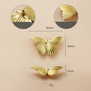 Solid Brass Butterfly Cabinet Pulls & Knobs - Gold Finish Hardware - view 4