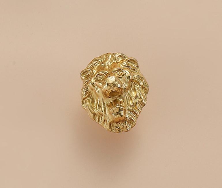 Solid Brass Lion Drawer Knob 28 24 mm 1 1/8" 7/8" Gold Color Kitchen Door Drawer Pull Furniture Hardware Wholesale