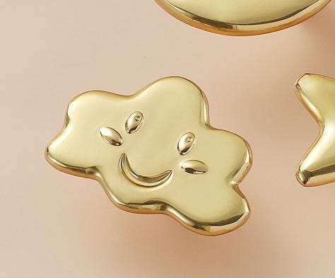 Solid Brass Cloud Drawer Knob 39 55 mm 1 1/2" 2 1/8" Gold Color Kitchen Door Drawer Pull Furniture Hardware Wholesale